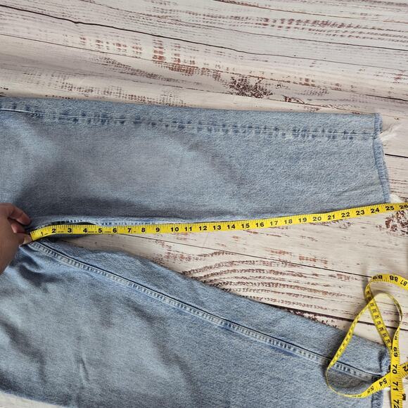 Trave Jeans 30 Harper Crop Straight High Rise Raw Hem Button Fly Grunge Denim - Picture 11 of 12